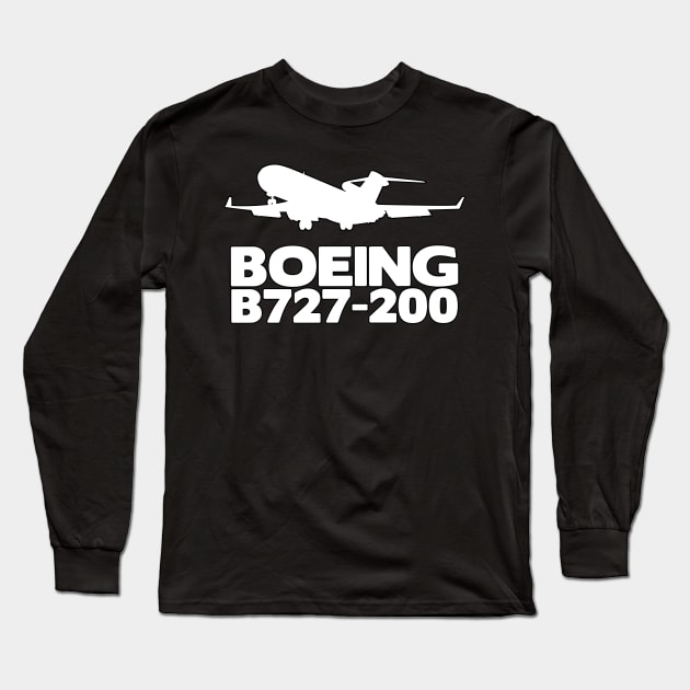 Boeing B727-200 Silhouette Print (White) Long Sleeve T-Shirt by TheArtofFlying